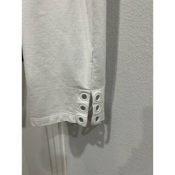 Denim & Co. Active Cropped Pants White Sz Large Side Eyelet Stretch Capris - Picture 4 of 10